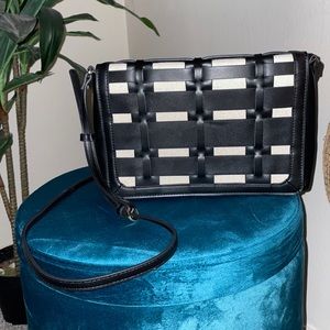 A New Day Basket Weave Woven Crossbody in Black